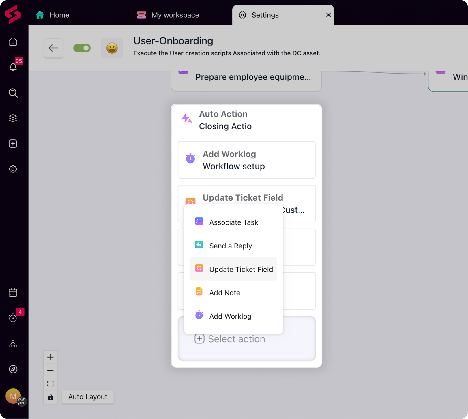 SuperOps runbook automation software automating tasks, scripts, and approvals.