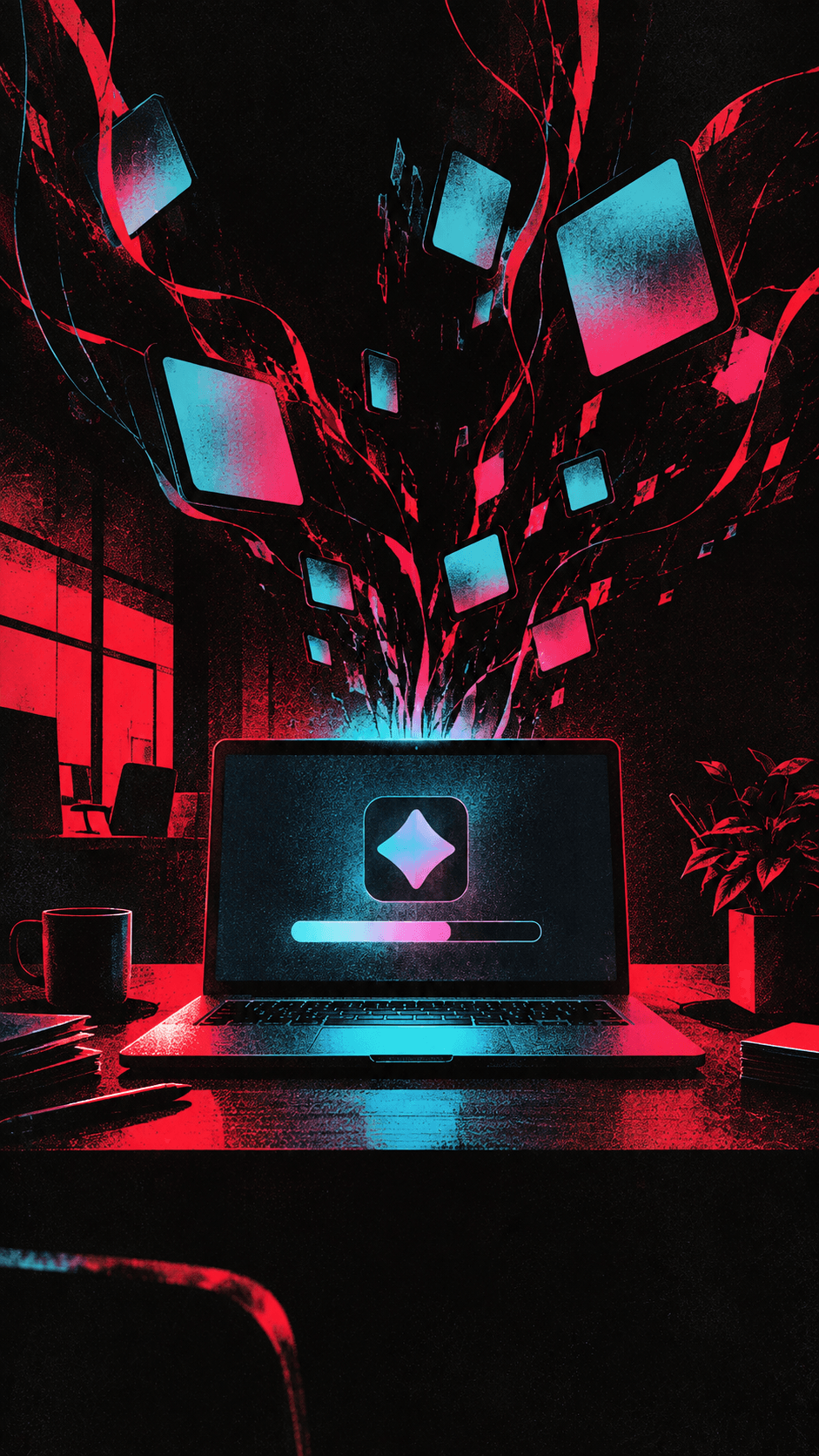 Abstract glitch-style illustration representing AI making unrequested changes